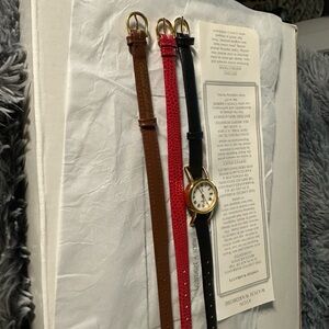 Avon Gold Watch with Multicolor Leather Straps. (battery not included)